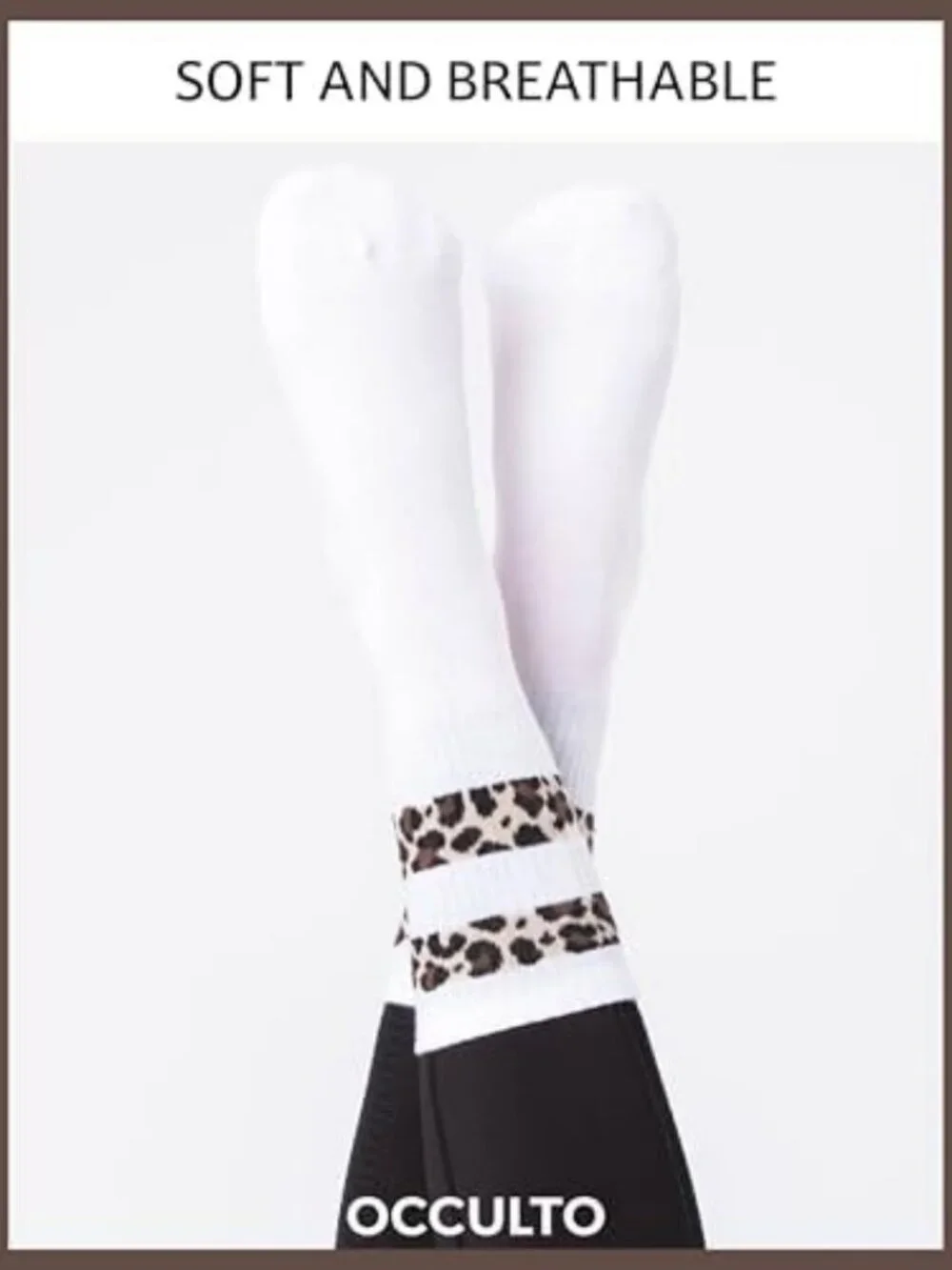 Leopard Print Crew Socks for Women - 6 Pack, Trendy & Stylish Fashion